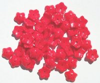 50 4x10mm Opaque Red Cupped Flower Beads